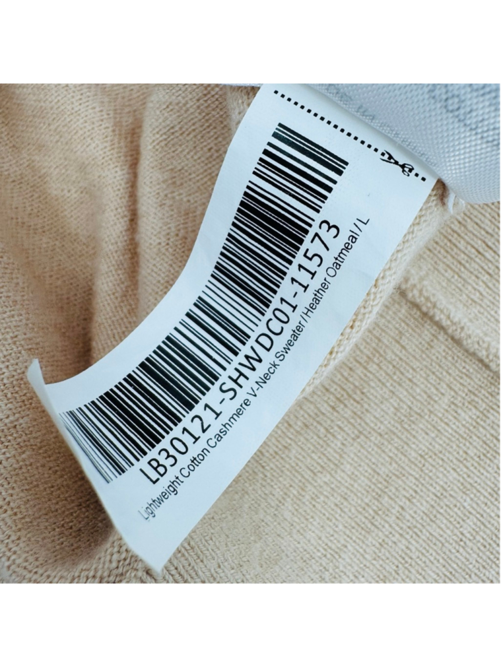 Quince Lightweight Cotton Cashmere V-Neck Sweater L Heather Oatmeal - Picture 5 of 8